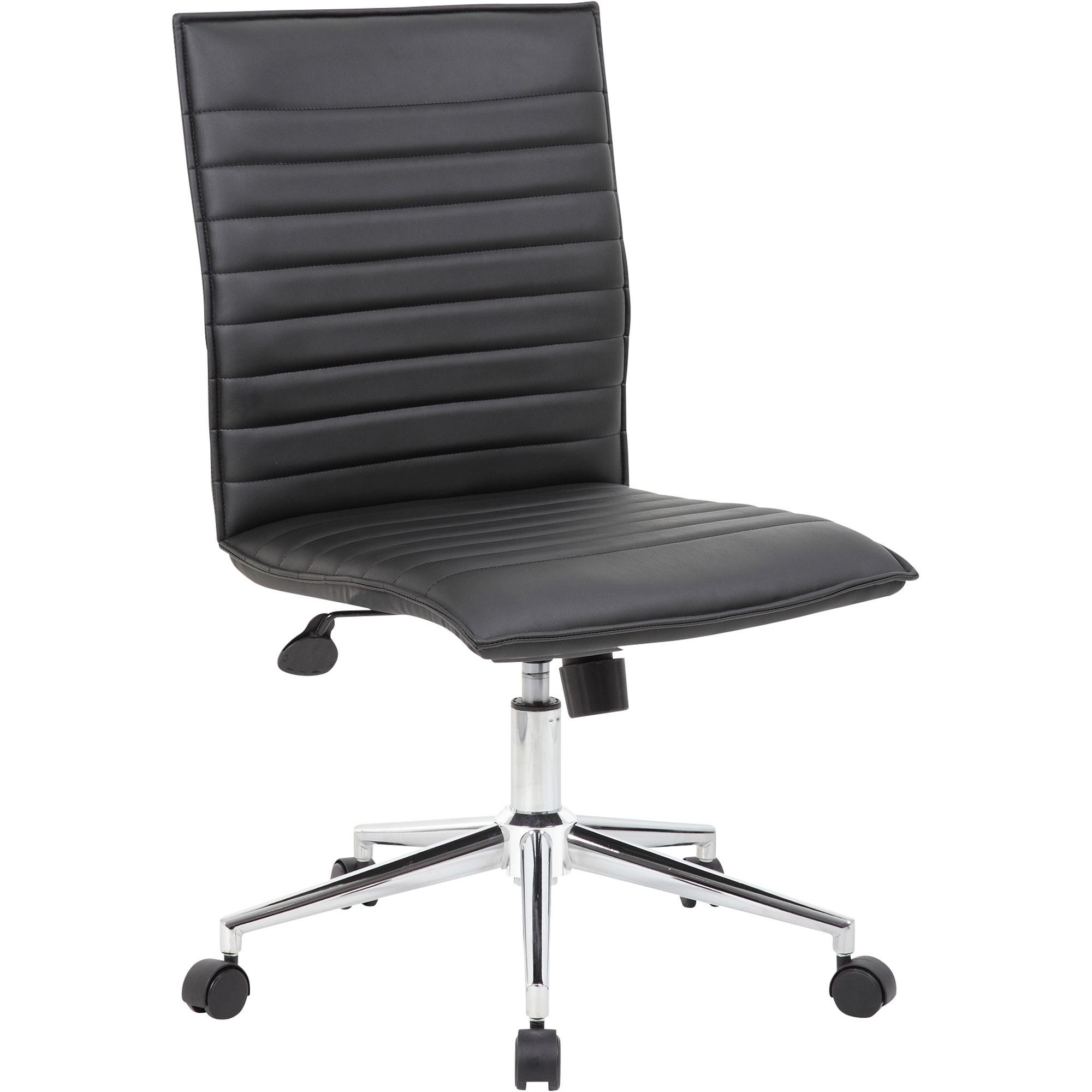 BOSS Height Adjustable Armless Vinyl Task Chair, Black, 26in.W x 23in.D x 35 1/2-38 1/2, Model# B9534C-BK